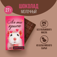 Шоколад молочный "Ля ты крыса", 27 г., подарок на день рождения