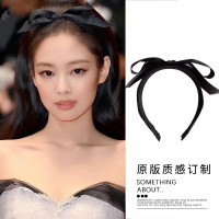 Jennie金智妮同款黑色緞面蝴蝶結髮箍赫本風高級感壓發頭箍頭飾女