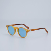 Винтажные поляризационные солнцезащитные очки Грегори Пек Солнцезащитные очки женские солнцезащитные очки для мужчин круглые Модные солнцезащитные очки для мужчин с оригинальным чехлом