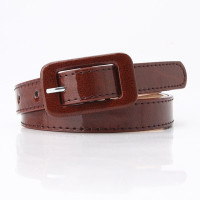 Ремень из искусственной кожи Женский, тонкий пояс с квадратной пряжкой с язычком для головы, эластичный пояс карамельных цветов, для джинсов, разных цветов