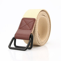 Ремень брезентовый унисекс, двухкольцевая Пряжка из сплава, разноцветный тканый женский пояс для студентов, молодежных мальчиков, оптовая продажа