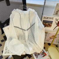 洋派小香風白色雪紡拼接開衫防曬衣女夏季新款薄款小個子透氣外套