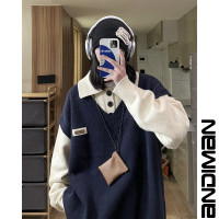 秋冬假兩件polo領毛衣女冬款內搭韓系慵懶風外套寬鬆學院風針織衫