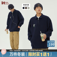 JNXS江南先生重磅450g日系華夫格長袖POLO衫男秋冬潮牌寬鬆情侶裝