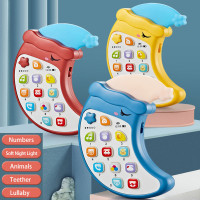 跨境新品儿童早教智能灯光音乐手机 卡通月亮电话机 可咬早教玩具