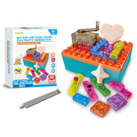 新款电池手摇发电灯光电能积木儿童电路拼插科教物理电子积木玩具