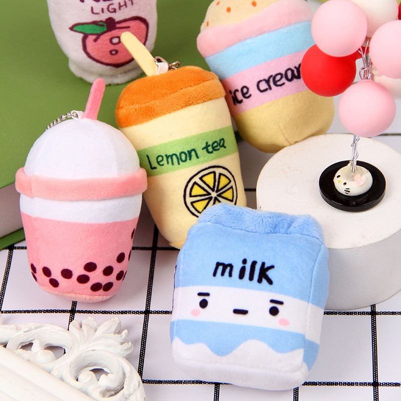 1PC Cute Fruit Milk Tea Cup Plush Doll New Plush Doll Real Life Plush Keychain Bag Pendant Kwaii Plush Keychain Пушистые игрушки