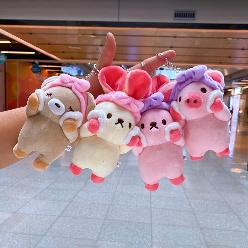 NEW Kawaii Pig Rabbit Bear Plush Toys Plush Keychain Cute Plushies Dolls Pendant Backpack Ornaments New Year Gift Keyring 1 PC