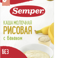 Каша детская Semper с 6 месяцев Молочная Рисовая с бананом, сухая, 180 г