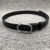 Тонкий несимметричный ремень из искусственной кожи с металлической пряжкой в Корейском стиле, модный нишевый Универсальный тонкий ремень унисекс, 2023