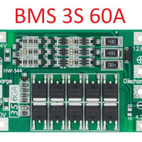 BMS-контроллер 3S 60A с балансировкой для Li-Ion ячеек 3.7V 18650, 26650.