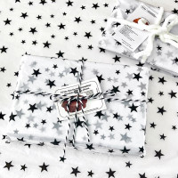 ins风出卡必备高级黑色星星雪梨纸礼品打包包装纸打包材料装饰绳