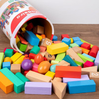 木头积木一百颗木质儿童拼装益智头大大号宝宝礼物城堡玩具独立站