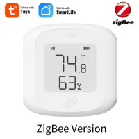 Датчик влажности и температуры Tuya Zigbee, умный гигрометр для дома, работает с Alexa Google Home