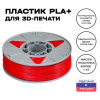 Пластик для 3D принтера PLA (ПЛА) ИКЦ, филамент для 3Д печати, 1,75 мм, 1 кг, красный