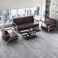 办公沙发接待室简约小户型三人位全套现代铁艺沙发茶几组合商务