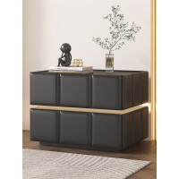 全实木新款卧室双层创意智能床头柜简约现代轻奢高级悬浮带灯