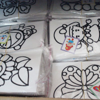 32k黑边胶画儿童DIY烤画  彩绘贴画工厂直供批发