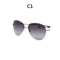 Новинка 2021, классные солнцезащитные очки без оправы из чистого титана 100%, поляризационные очки, серые сверхтонкие линзы, солнцезащитные очки с защитой UV400, очки