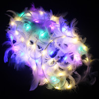 发光羽毛花环 天使鹅毛花环发箍景区夜市地摊女式闪光led头饰批发