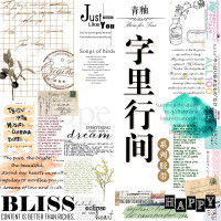 青釉 字里行间英文杂志字母  日本手撕和纸胶带整卷手帐日记DIY相