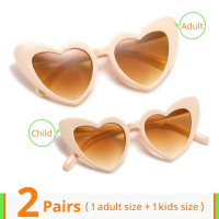 Солнцезащитные очки для родителей и детей, для матери, ребенка, для маленьких девочек, солнцезащитные аксессуары в форме круга, в форме сердца, с защитой от ультрафиолета