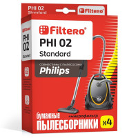 Мешки-пылесборники Filtero PHI 02 Standard, для пылесосов PHILIPS Triathlon (Филипс Триатлон), 4 штуки + фильтр