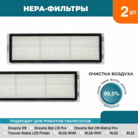 Набор 2 HEPA-фильтров Refill для робота-пылесоса Dreame D9, Bot L10 Pro, Bot D9 Mistral / PRO, Trouver Robot LDS Finder, RLS5-WH0 / RLS5-WH1 RLS5L / RLS3