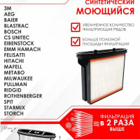 Фильтр синтетический, моющийся для пылесоса 3M, AEG, Baier, Bosch, CS Unitec, Eibenstock, Felisatti, Hitachi, Metabo, Milwaukee, Pullman, Rothenberger, Spit, Starmix, STORCH