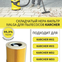 Патронный фильтр 6.414-552.0 / Фильтр складчатый для пылесосов Karcher MV2/MV3/ WD3/ WD2/ D2250/ 6.414-552.0 для SE/WD