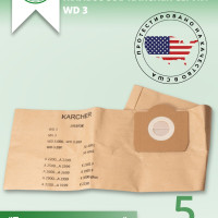 Green Label / Набор бумажных фильтр мешков пылесборников 6.959 130.0 для пылесосов Karcher серии WD 3, SE 4001, SE 4002