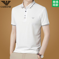 奇 亞曼尼亞桑蠶絲短袖t恤男士夏季中年冰絲T恤半袖Polo衫爸爸裝