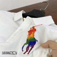 100%純棉！彩線大馬標刺繡~外貿高端男士短袖T恤夏休閒翻領polo衫