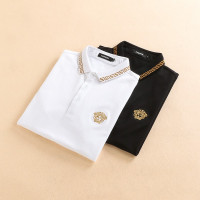 歐洲站短袖有領Polo衫男士潮牌高端純棉刺繡翻領t恤大尺碼商務夏裝