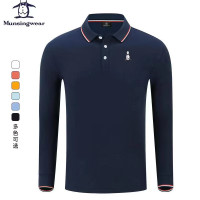 MUNSINGWEAR/萬星威高爾夫男裝23新款翻領Polo衫春秋時尚長袖T恤