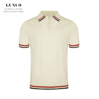 意式儒雅青年簡約透氣針織T恤男 時尚撞色衣領商務男士polo衫短袖