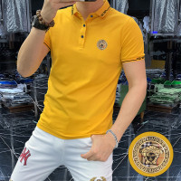 歐貨夏季短袖Polo衫男士高端潮牌刺繡絲光棉翻領t恤薄款冰絲半袖