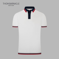 THOM BARNACLE官方正品T恤男短袖夏季新款簡約拼色螺紋針織POLO衫