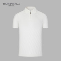 THOM BARNACLE官方正品T恤男短袖夏季新款時尚斜條紋針織POLO衫男