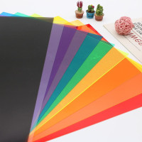 A4彩色玻璃纸幼儿园手工教具识色透明灯膜绘画装饰膜美术纸光影