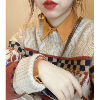 秋裝2023年新款女小個子洋派減齡時尚復古港風襯衫毛衣套裝兩件套