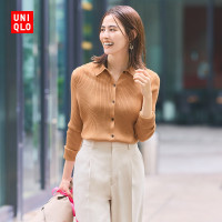 Uniqlo 女裝 精紡美利奴羊毛羅紋polo領針織衫(長袖開衫)461034