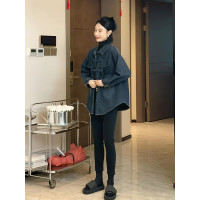 復古氣質流蘇盤扣牛仔襯衫女2023秋冬新款設計感炸街寬鬆加絨上衣