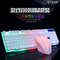 力镁GTX300键鼠套装新款USB键盘USB鼠标网吧发光游戏套件七彩背光