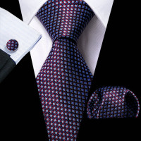 Модная пурпурная твидовая лапка Новинка для мужчин шелковый галстук Броши мужской галстук носовой платок Запонки Наборы мужской подарок дизайнерский Барри. Ван