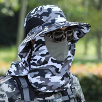 Мужская камуфляжная зеркальная Кепка, уличная Защитная крышка для лица, Шейная крышка, Солнцезащитная крышка, рыболовная Кепка, съемная защитная крышка в джунглях