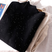 隱隱星辰閃光亮片山羊絨女式寬鬆高領時尚針織衫亮絲加厚打底毛衣