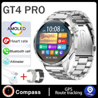 Смарт-часы 4 Pro, AMOLED 466*466 HD AI, голосовые, Bluetooth, звонки, глюкометр, GPS, траектория, часы для Huawei Xiaomi