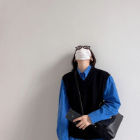 通勤別致高級感克萊因藍襯衫2023春秋設計感小眾長袖疊穿內搭上衣