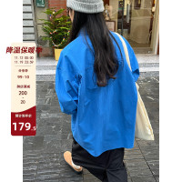 小眾表妹 克萊因藍秋季長袖襯衫女ins風上衣顯白顯瘦oversize襯衫